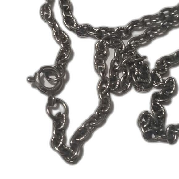 60s Vintage Turquoise Belly Green Crystal Eyes Owl Pendant Chain Link Necklace - Picture 7 of 7